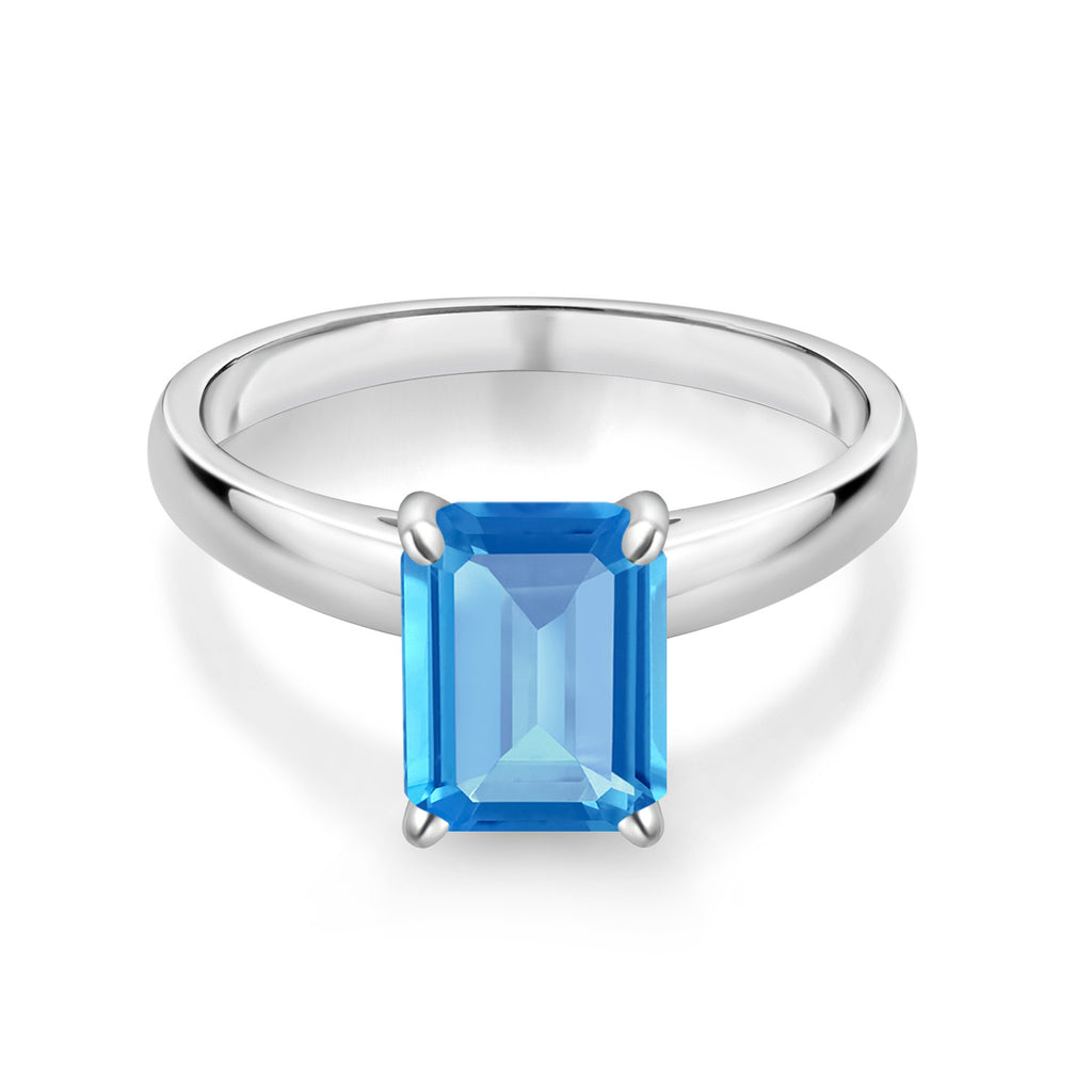 Swiss Blue Topaz - November_Ring in 10K White Gold