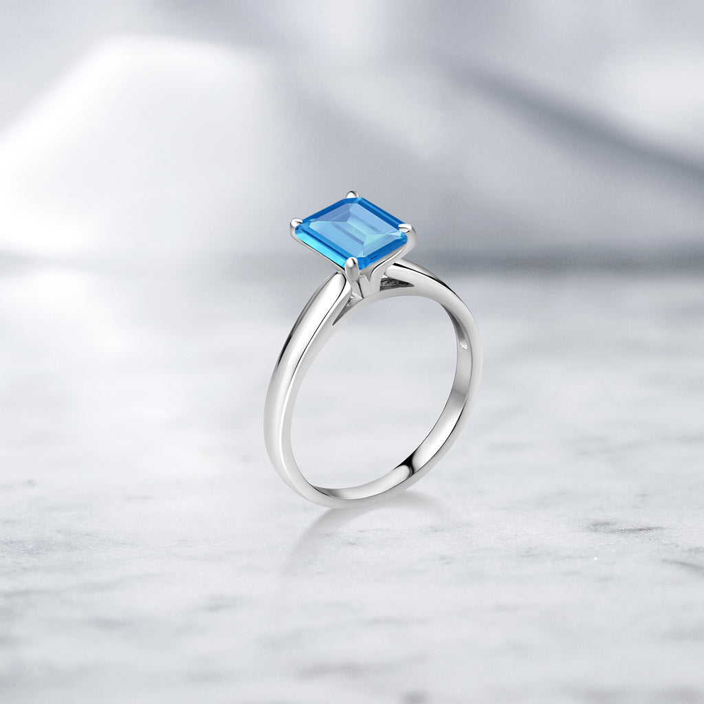 Swiss Blue Topaz - November_Ring in 10K White Gold