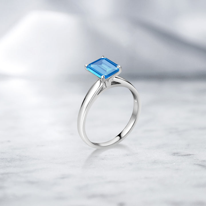 Swiss Blue Topaz - November_Ring in 10K White Gold