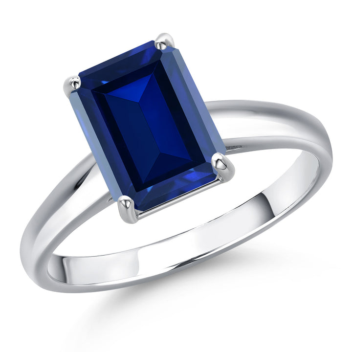 Blue Created Sapphire - September_6_Ring in 10K White Gold