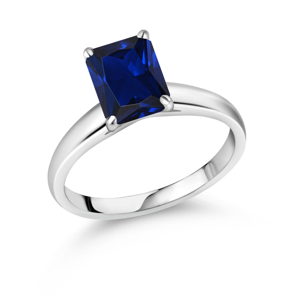 Blue Created Sapphire - September_8_Ring in 10K White Gold