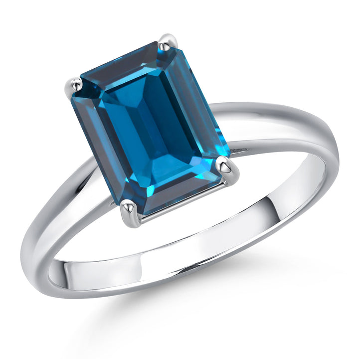 London Blue Topaz - November_8_Ring in 10K White Gold