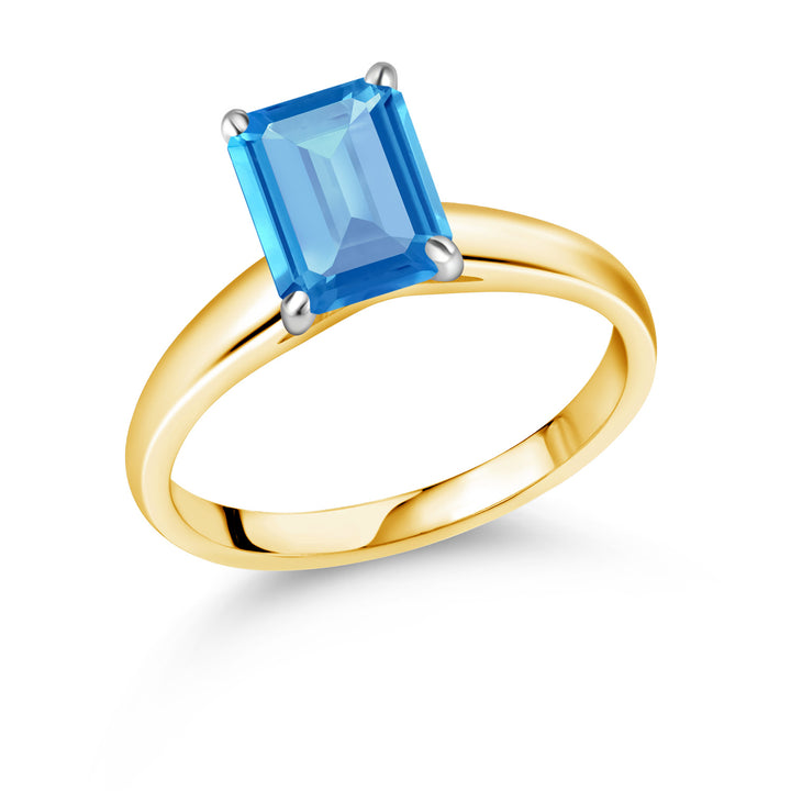Swiss Blue Topaz - November_5_Ring in 10K Two Tone Gold