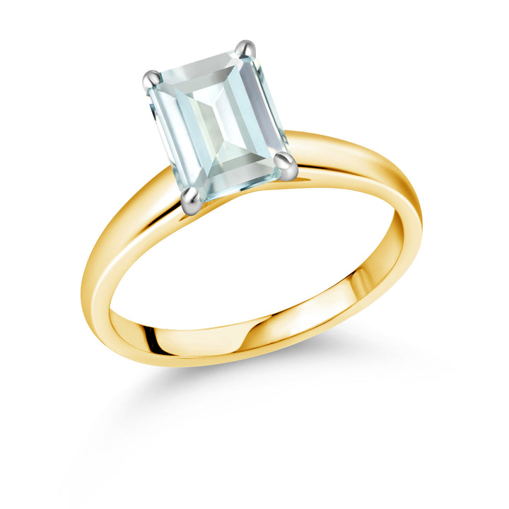 Simulated Aquamarine_5_Ring in 10K Two Tone Gold