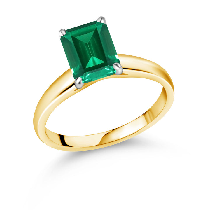Nano Emerald - May_5_Ring in 10K Two Tone Gold