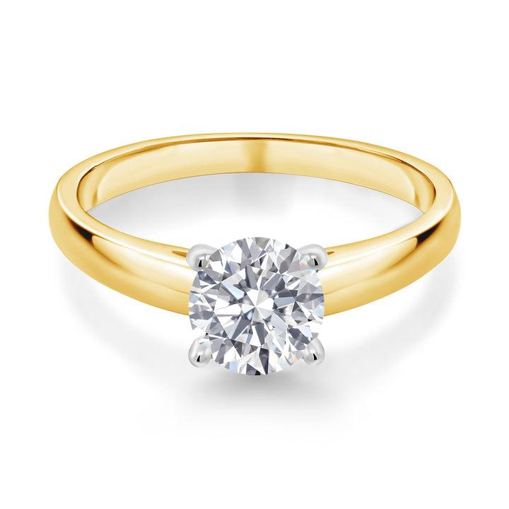 1.00 Ct IGI Certified Lab Grown Diamond in 10K Yellow Gold with White Gold Prongs Solitaire Engagement Ring for Women | Round Shape | E-F Color | VS1 Clarity | Available In Size 5, 6, 7, 8, 9