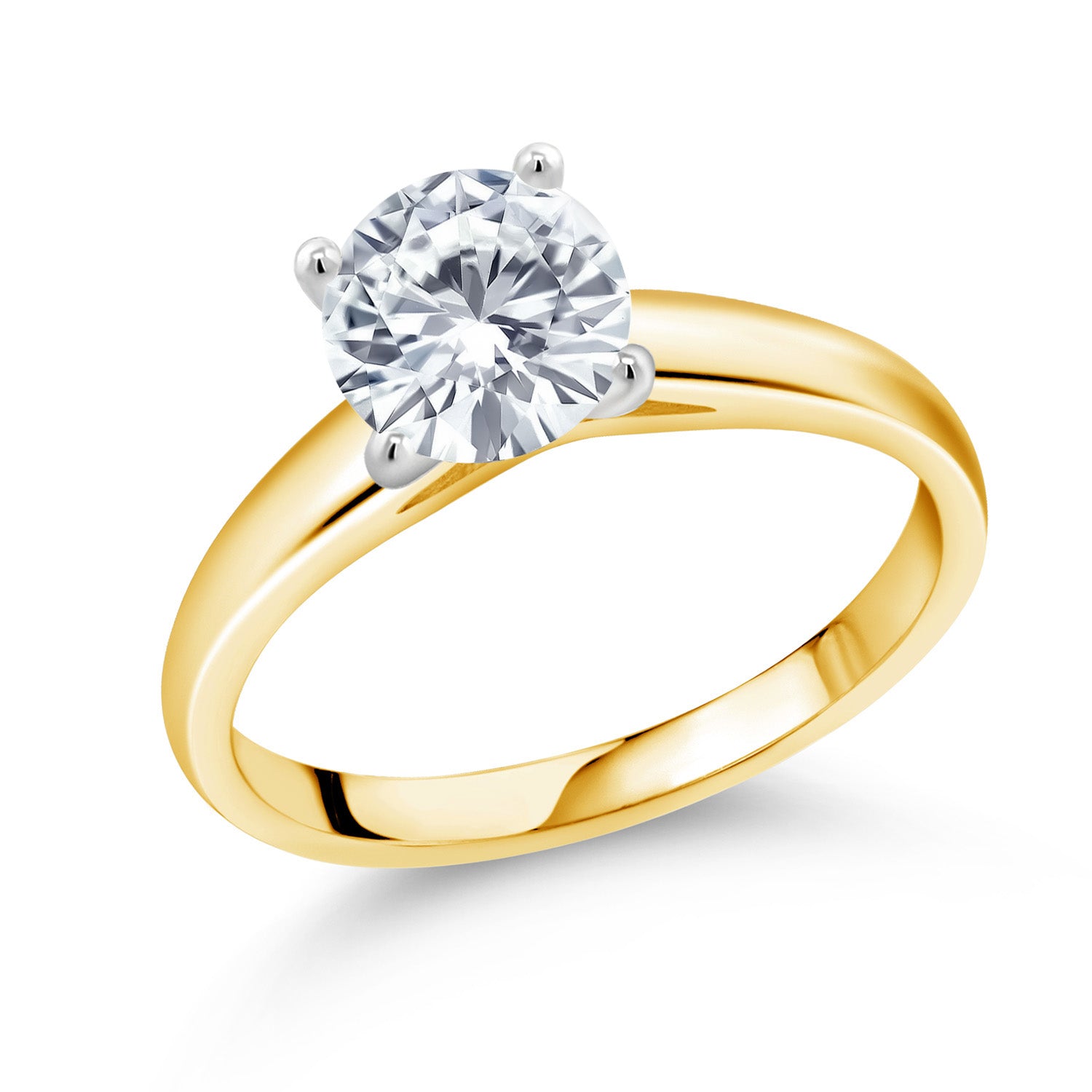 White Moissanite - April_5_Ring in 10K Two Tone Gold