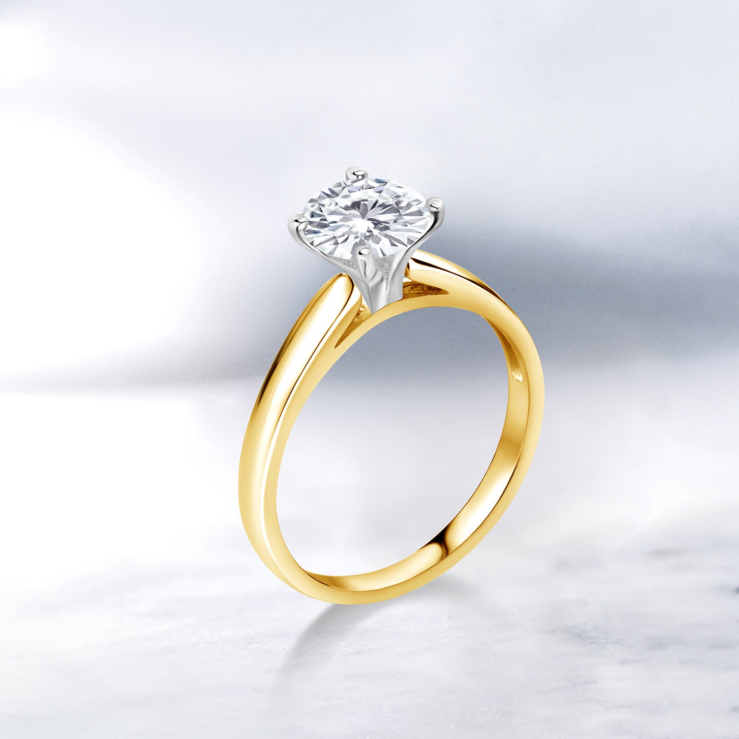 Moissanite_7_Ring in 10K Two Tone Gold