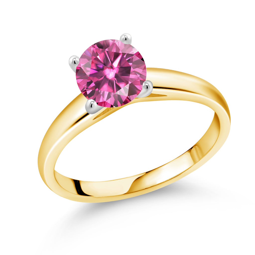 Pink Moissanite - April_7_Ring in 10K Two Tone Gold
