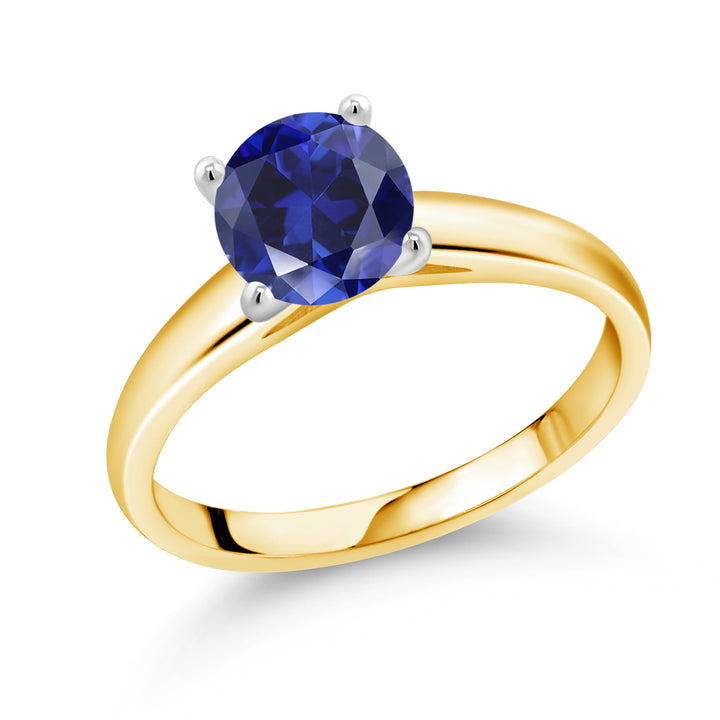 Blue Created Sapphire - September_5_Ring in 10K Two Tone Gold