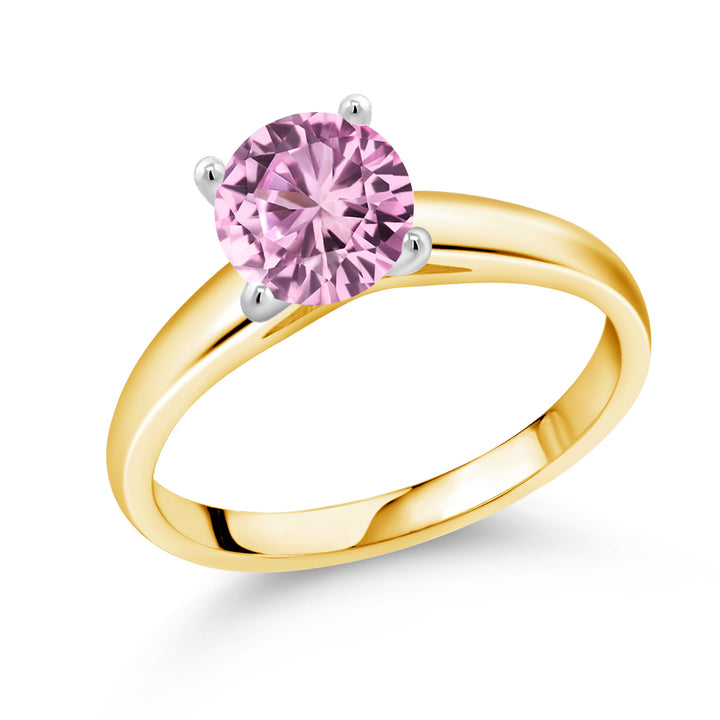 Pink Created Sapphire - September_5_Ring in 10K Two Tone Gold