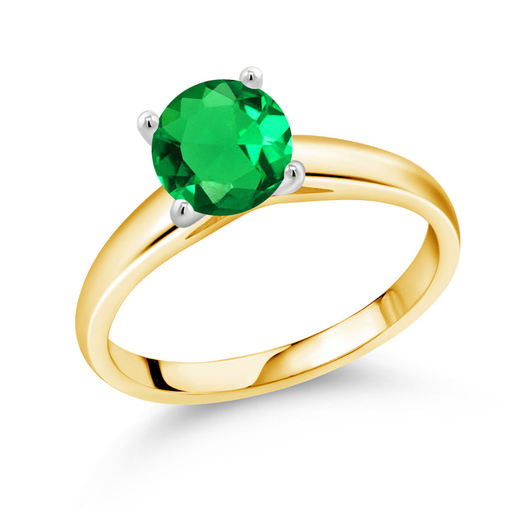 Nano Emerald - May_5_Ring in 10K Two Tone Gold