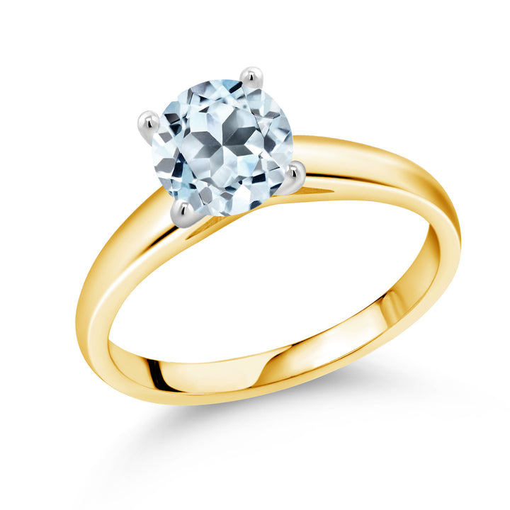 Sky Blue Topaz - November_5_Ring in 10K Two Tone Gold