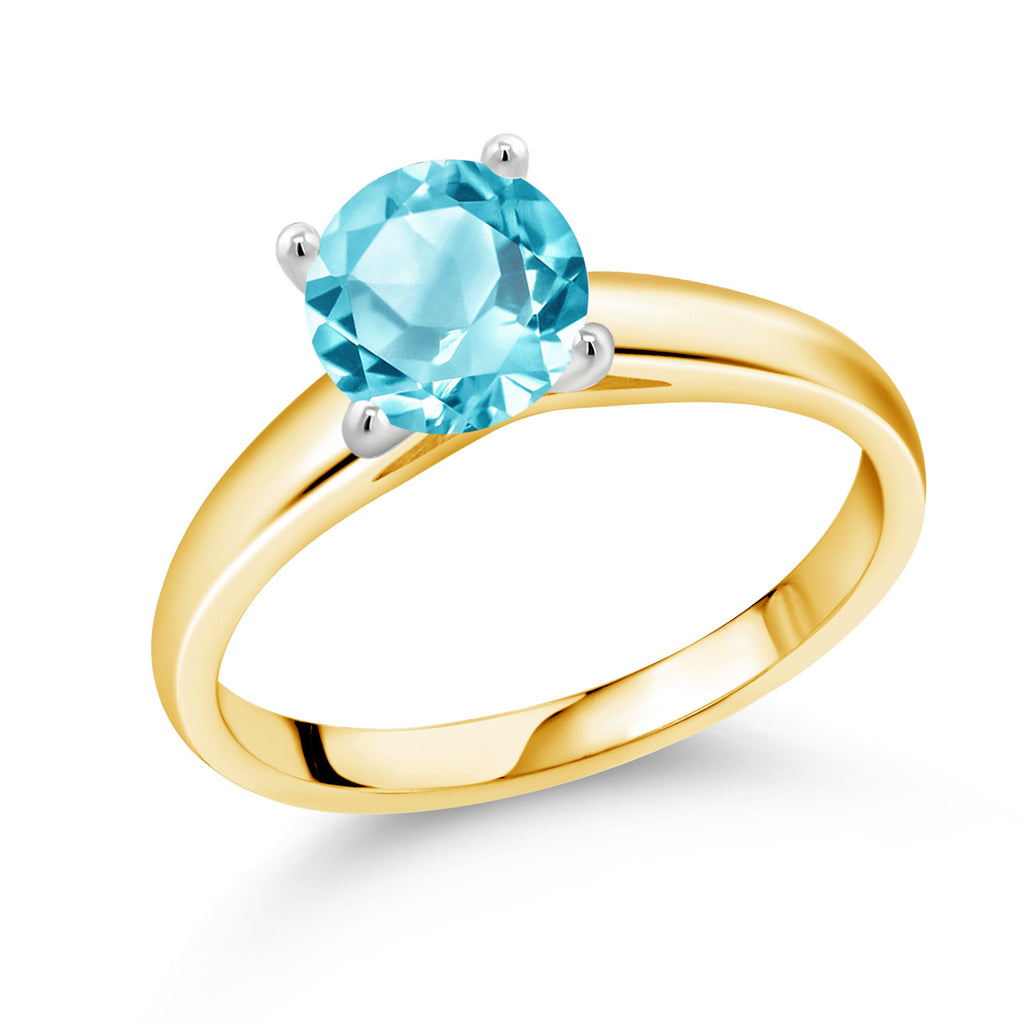 Swiss Blue Topaz - November_8_Ring in 10K Two Tone Gold