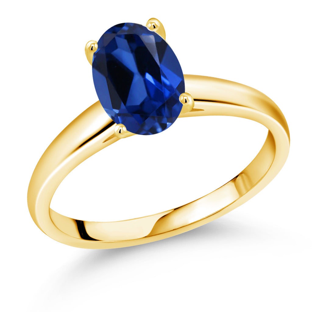 Created Sapphire - September_9_Ring in 10K Yellow Gold