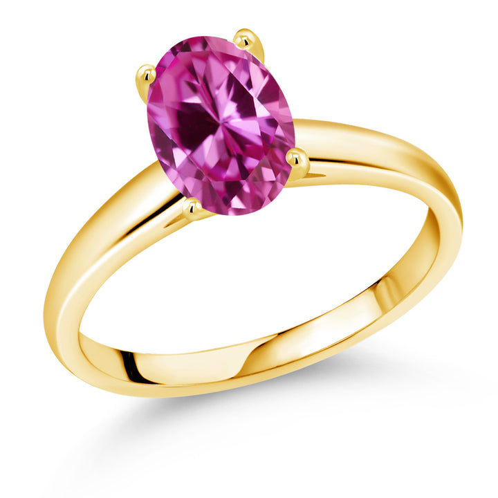 Pink Created Sapphire - September_5_Ring in 10K Yellow Gold