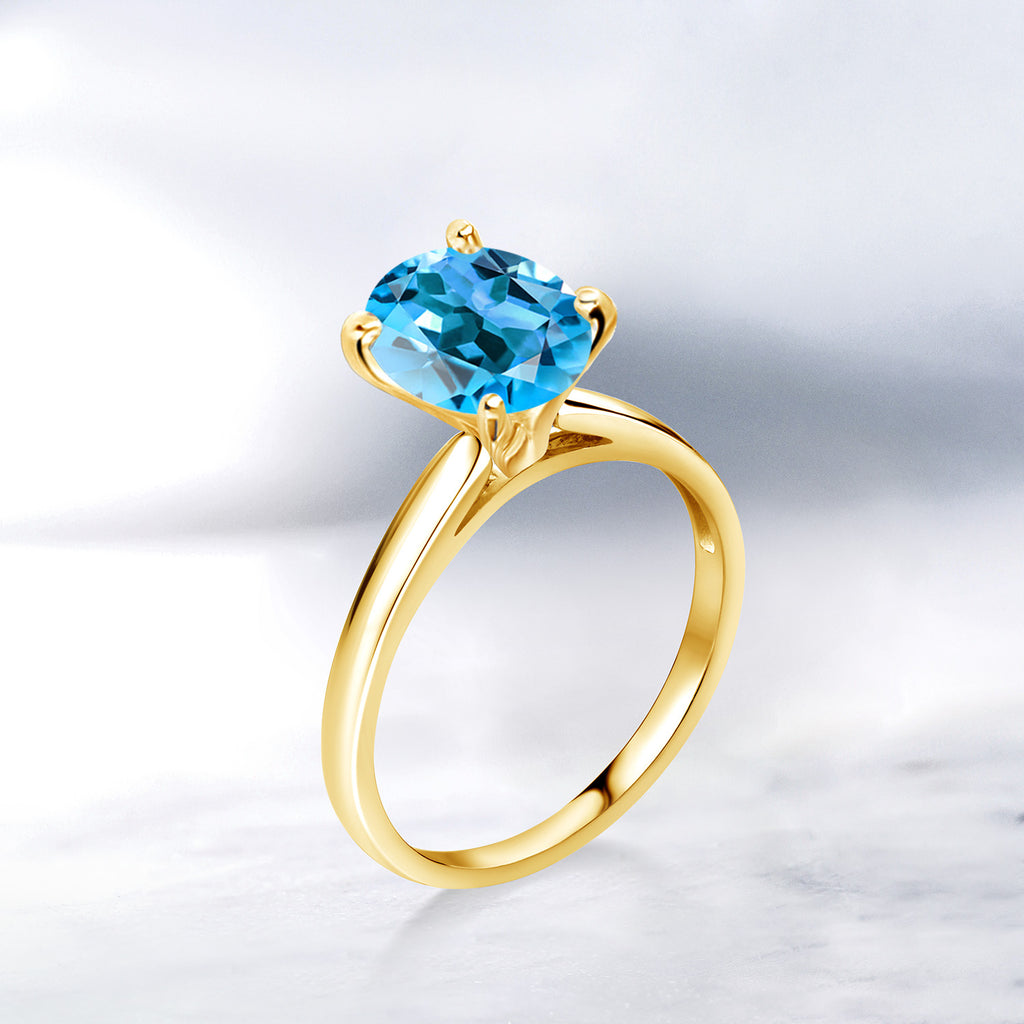 Swiss Blue Topaz - November_7_Ring in 10K Yellow Gold