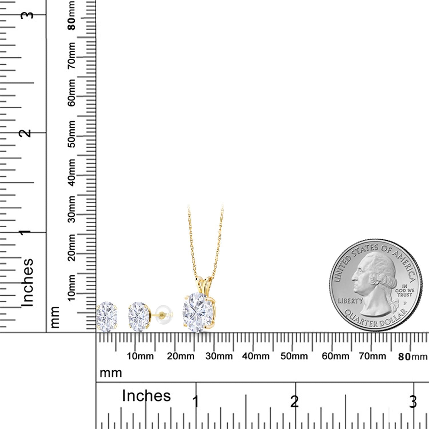 Pendant Earrings Set in 14K Yellow Gold