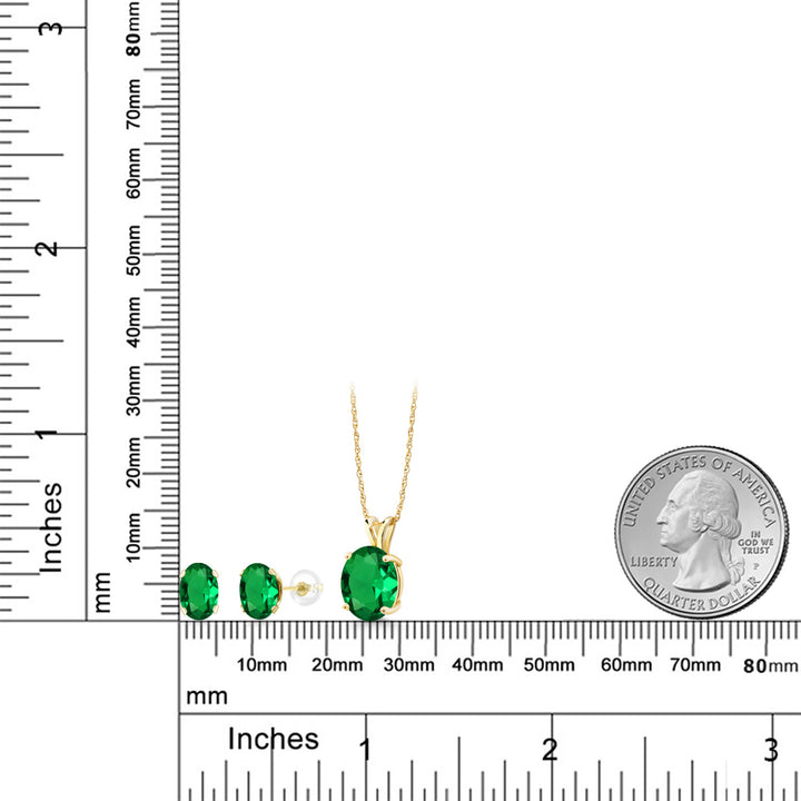 Pendant Earrings Set in 14K Yellow Gold