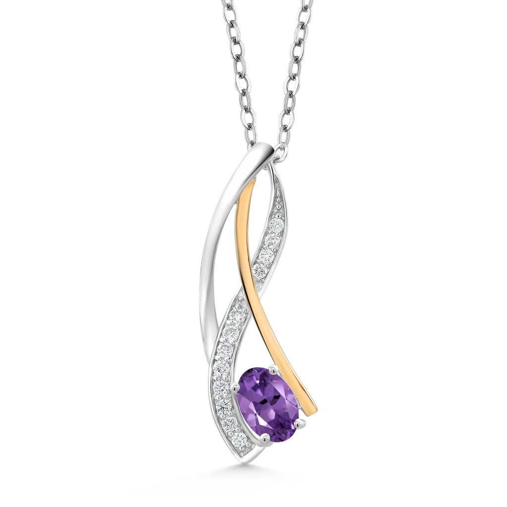 Amethyst - February_Pendant in 925 Sterling Silver and 10K Yellow Gold