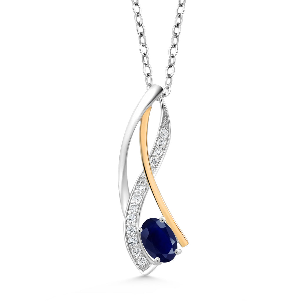 Sapphire - September_Pendant in 925 Sterling Silver and 10K Yellow Gold