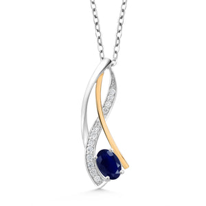 Sapphire - September_Pendant in 925 Sterling Silver and 10K Yellow Gold