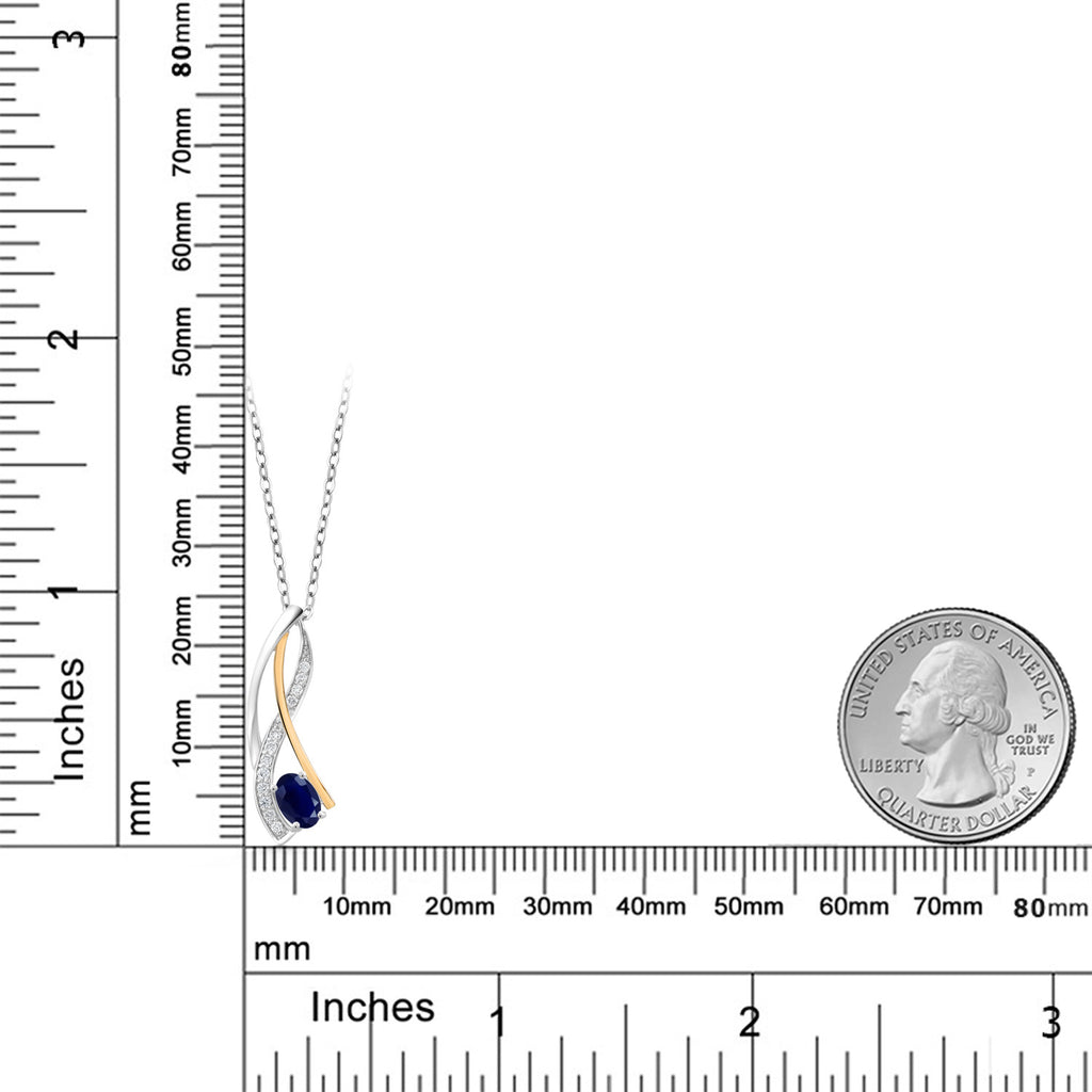 Sapphire - September_Pendant in 925 Sterling Silver and 10K Yellow Gold