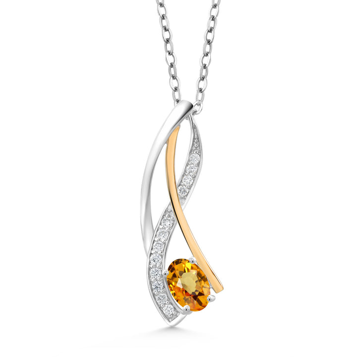 Yellow Sapphire - September_Pendant in 925 Sterling Silver and 10K Yellow Gold