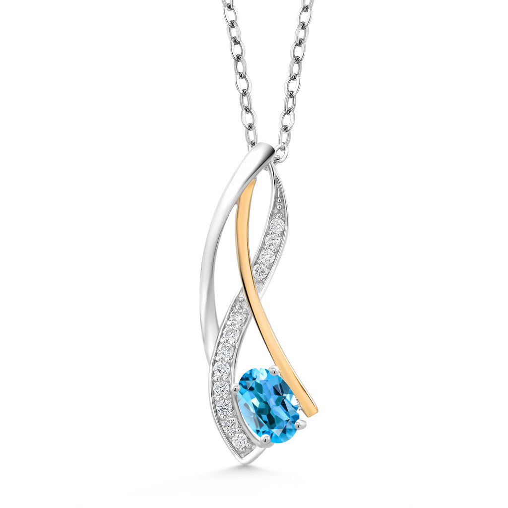 Topaz - November_Pendant in 925 Sterling Silver and 10K Yellow Gold