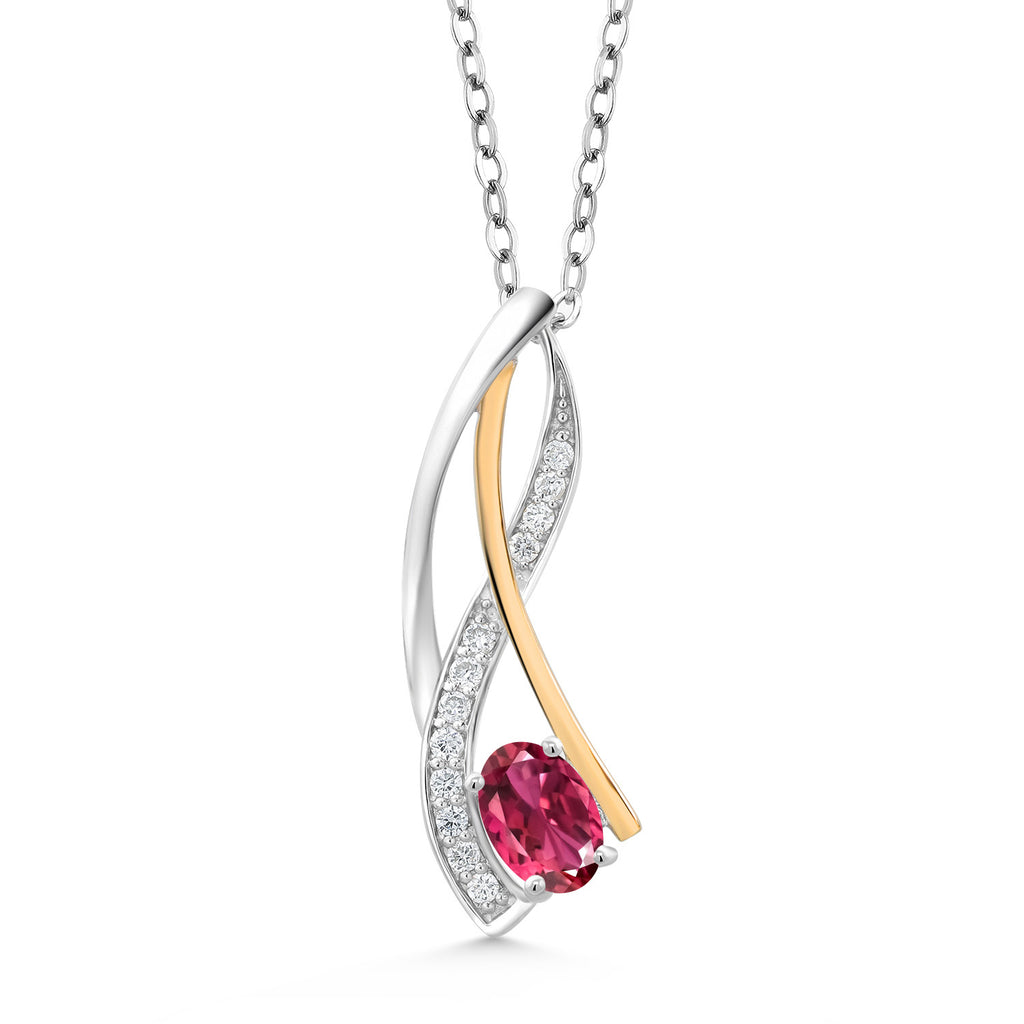 Tourmaline - October_Pendant in 925 Sterling Silver and 10K Yellow Gold