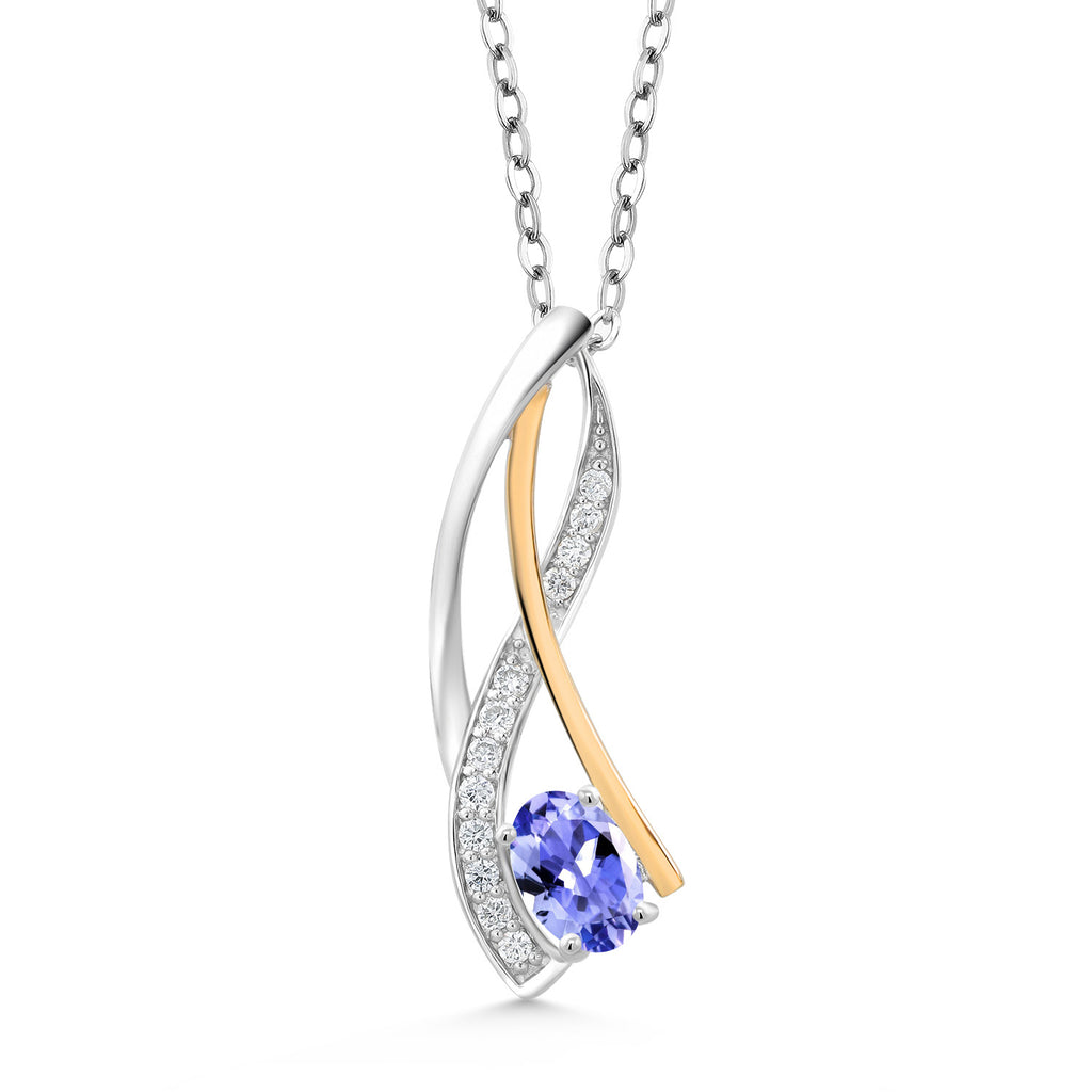 Tanzanite - December_Pendant in 925 Sterling Silver and 10K Yellow Gold
