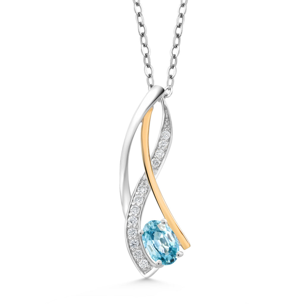 Zircon_Pendant in 925 Sterling Silver and 10K Yellow Gold