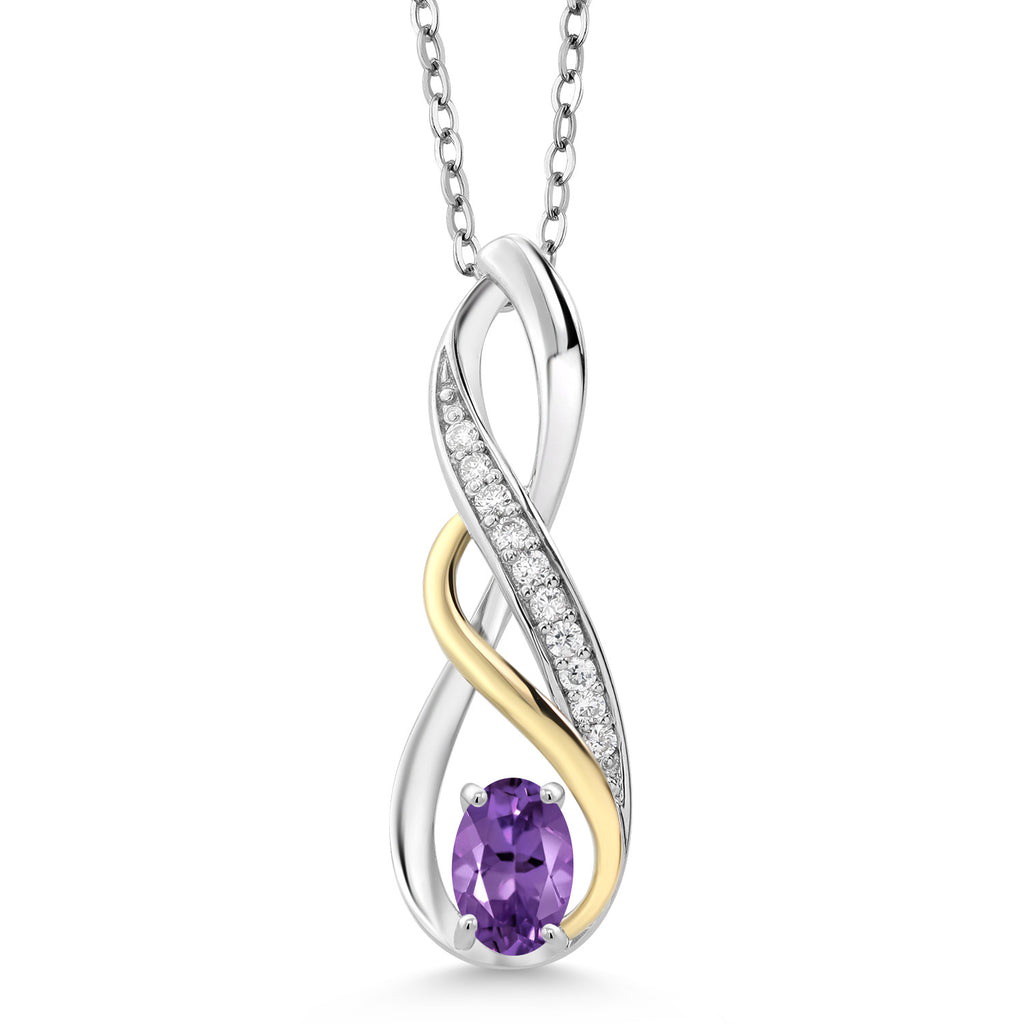 Amethyst - February_Pendant in 925 Sterling Silver and 10K Yellow Gold