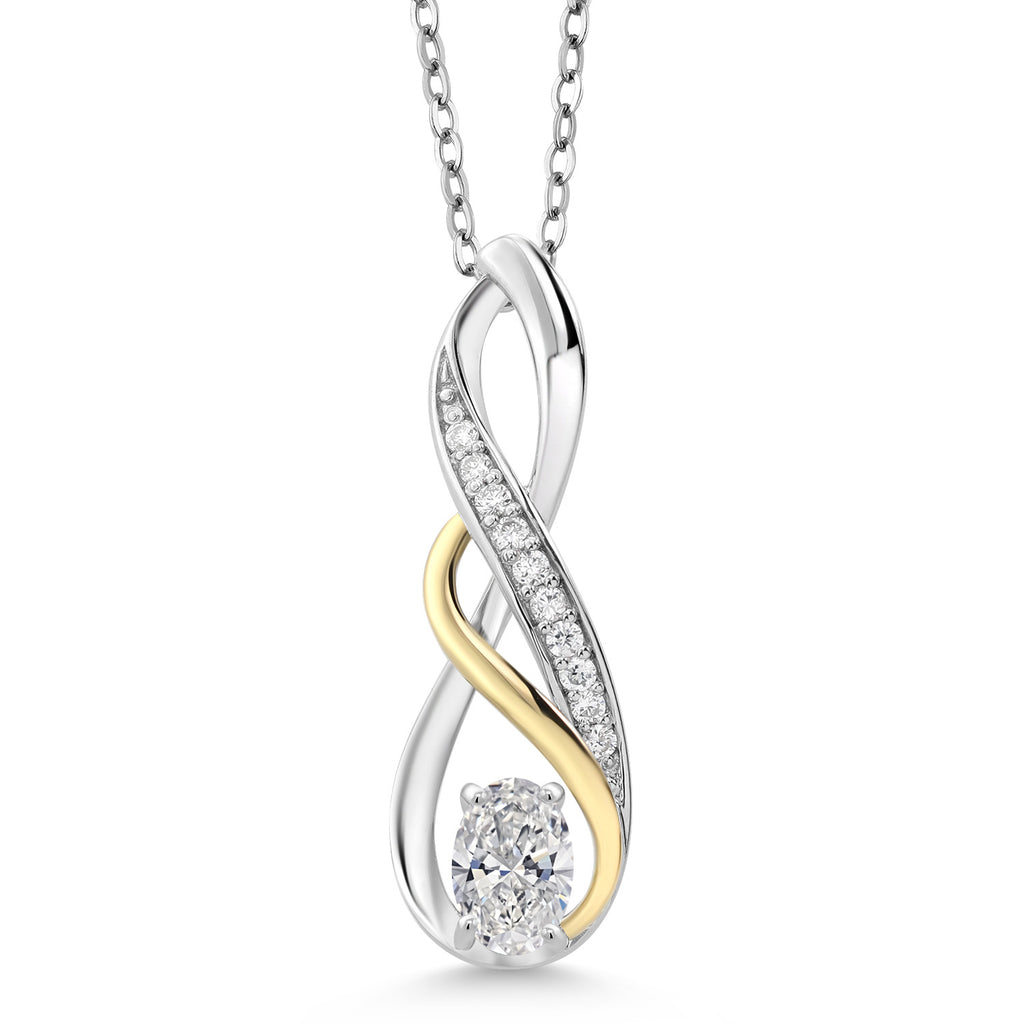 White Lab Grown Diamond - April_Pendant in 925 Sterling Silver and 10K Yellow Gold