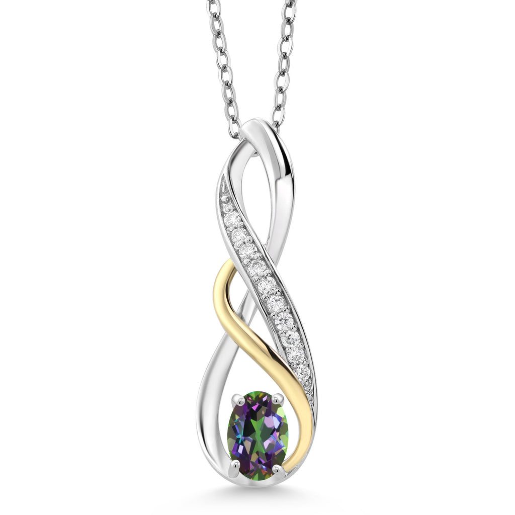 Green Mystic Topaz_Pendant in 925 Sterling Silver and 10K Yellow Gold
