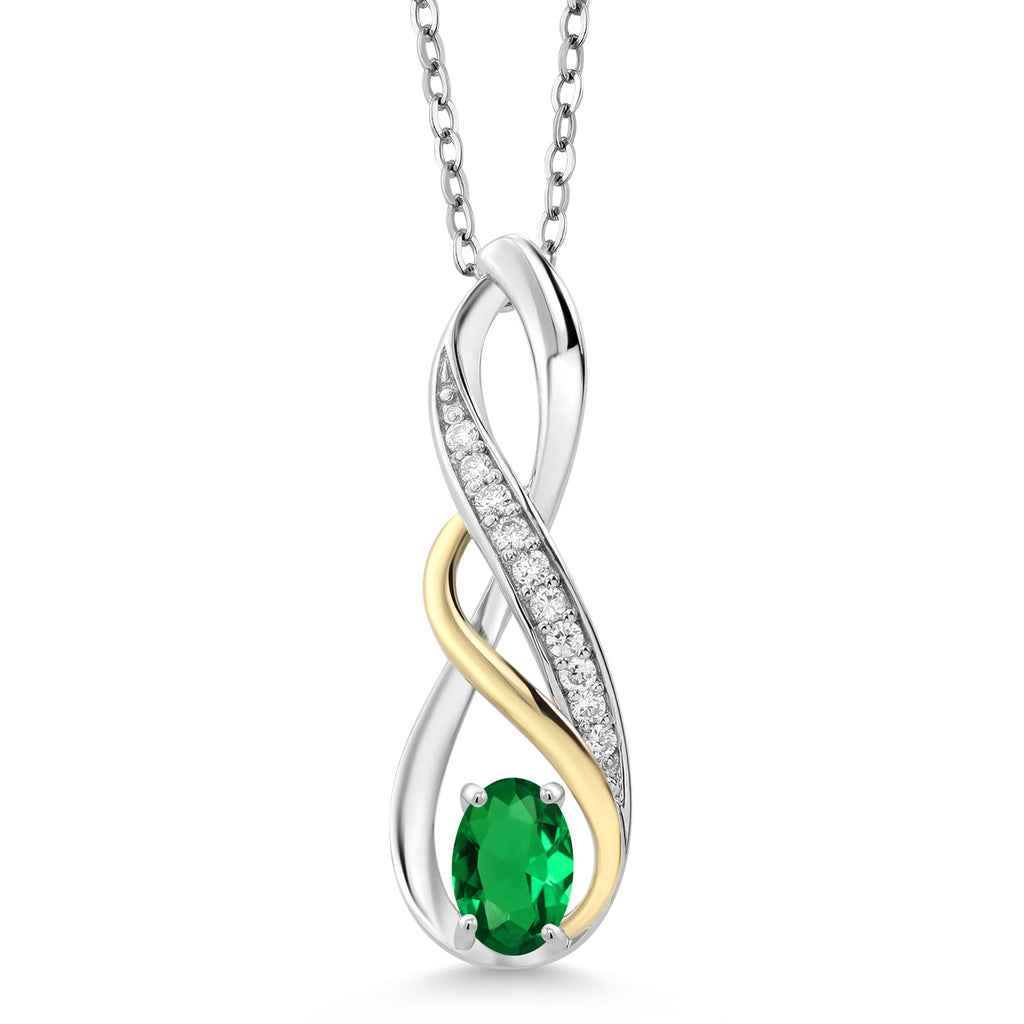 Nano Emerald - May_Pendant in 925 Sterling Silver and 10K Yellow Gold