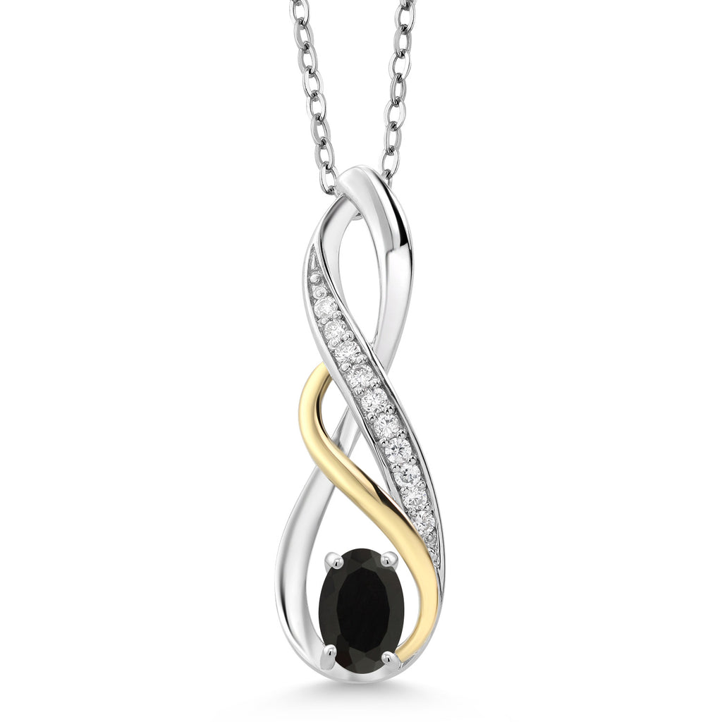 Onyx - December_Pendant in 925 Sterling Silver and 10K Yellow Gold