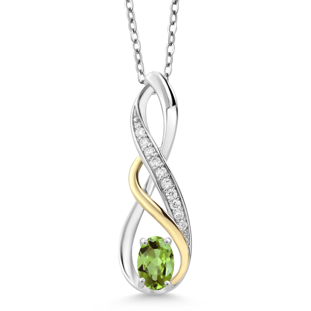Peridot - August_Pendant in 925 Sterling Silver and 10K Yellow Gold
