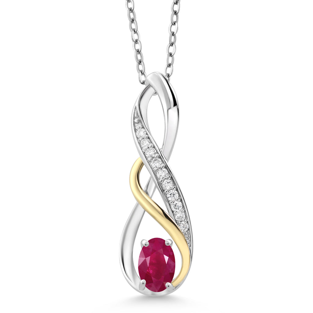 Ruby - July_Pendant in 925 Sterling Silver and 10K Yellow Gold