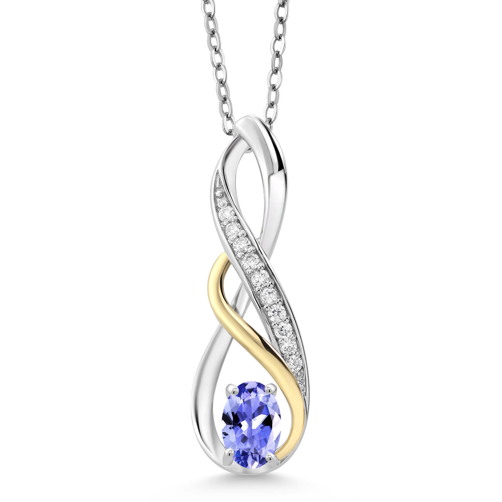 Tanzanite - December_Pendant in 925 Sterling Silver and 10K Yellow Gold