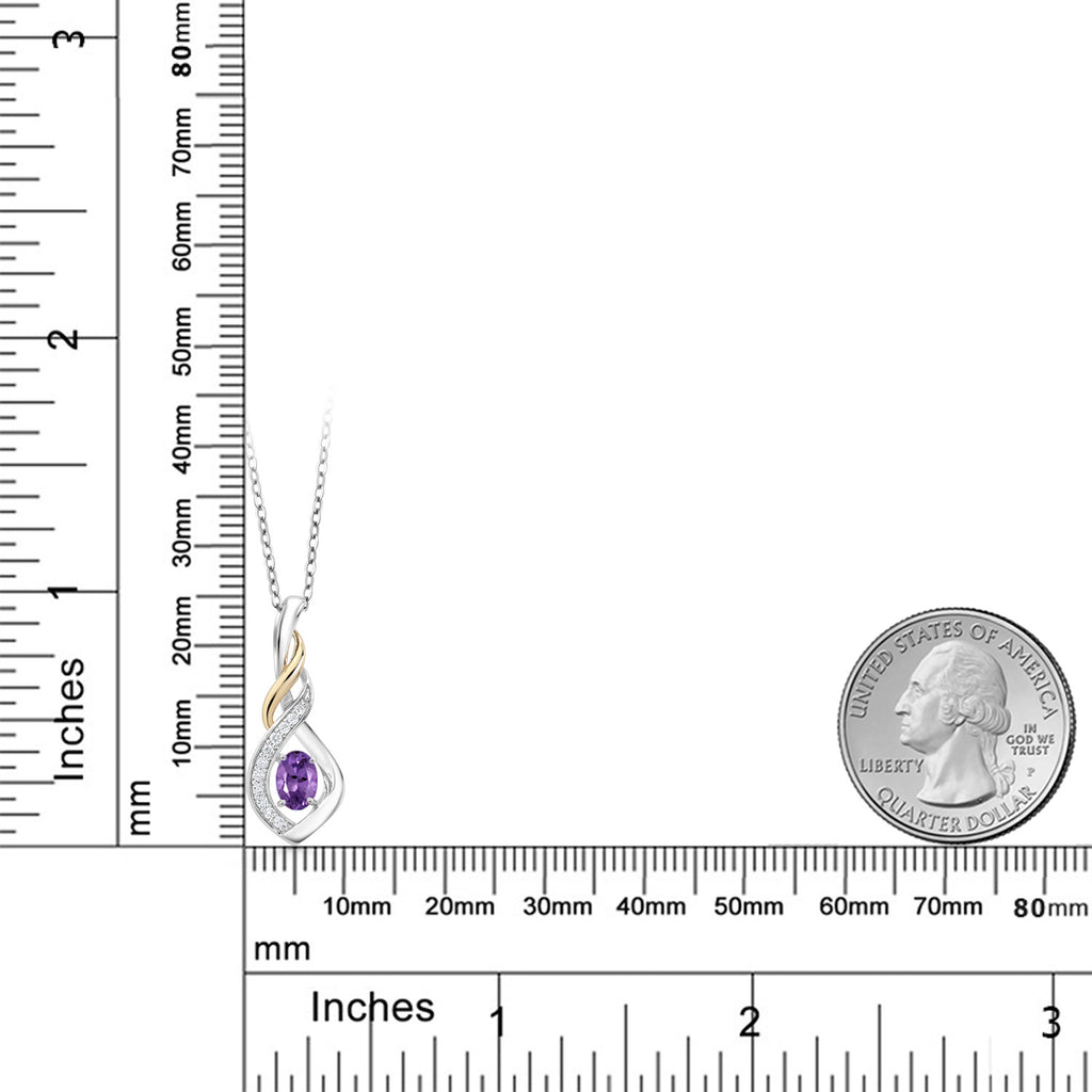 Amethyst - February_Pendant in 925 Sterling Silver and 10K Yellow Gold