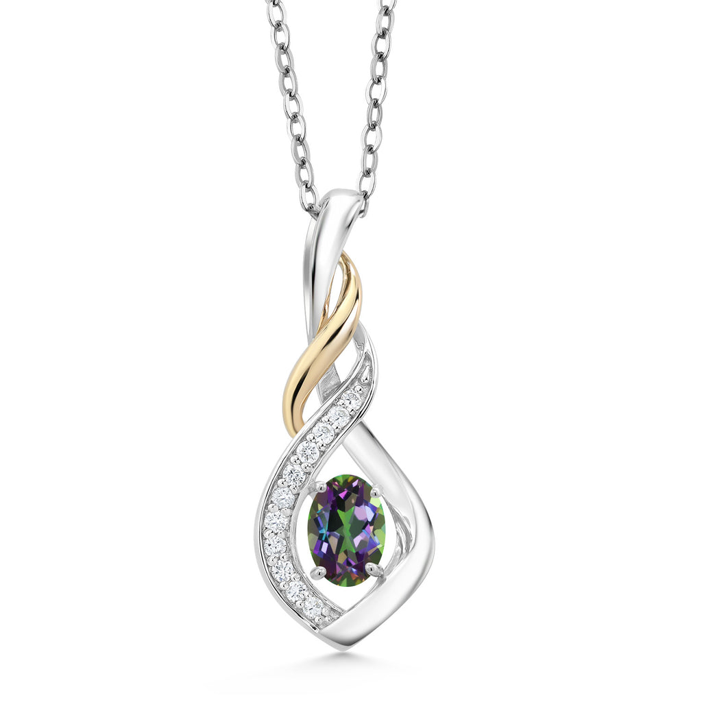 Green Mystic Topaz_Pendant in 925 Sterling Silver and 10K Yellow Gold