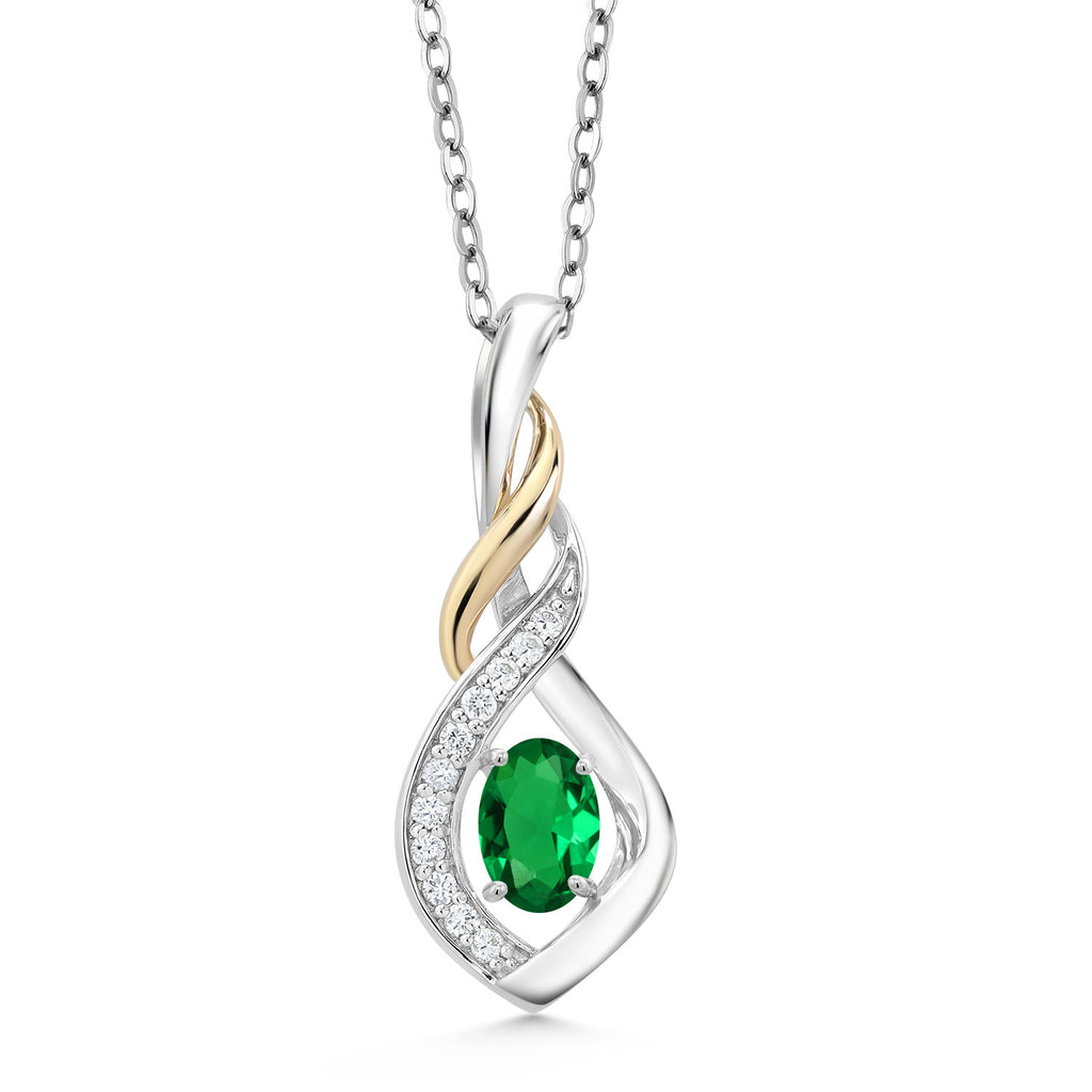 Nano Emerald - May_Pendant in 925 Sterling Silver and 10K Yellow Gold
