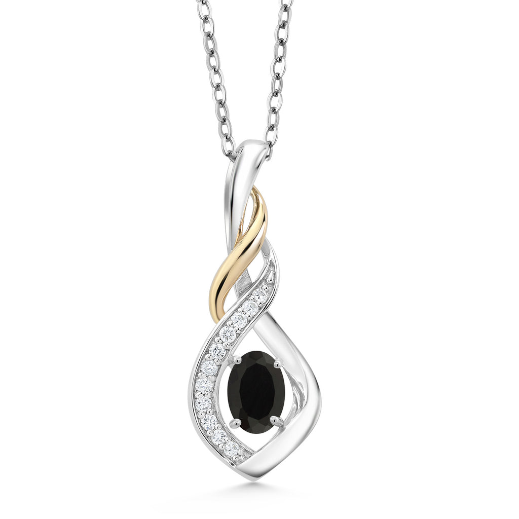 Onyx - December_Pendant in 925 Sterling Silver and 10K Yellow Gold