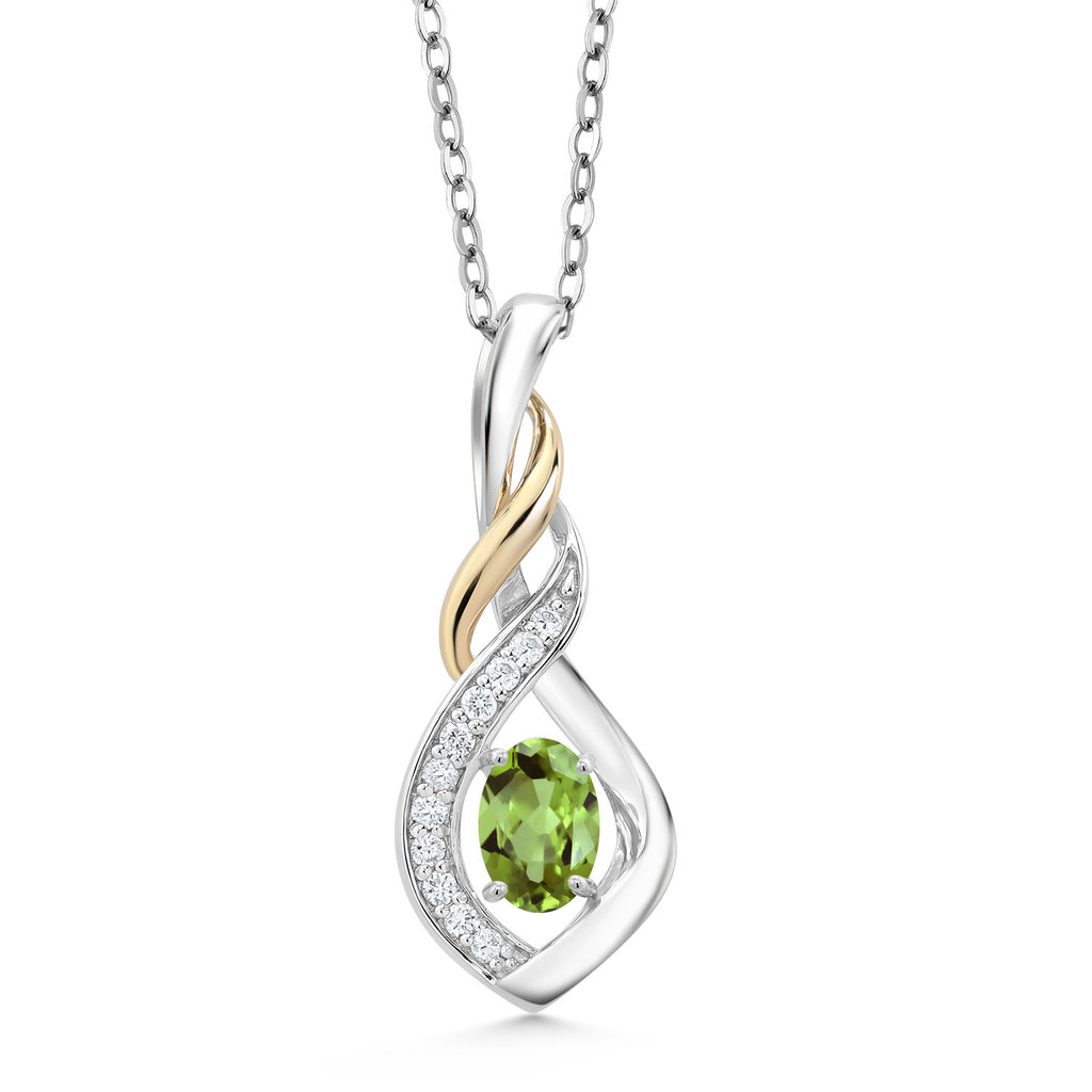 Peridot - August_Pendant in 925 Sterling Silver and 10K Yellow Gold