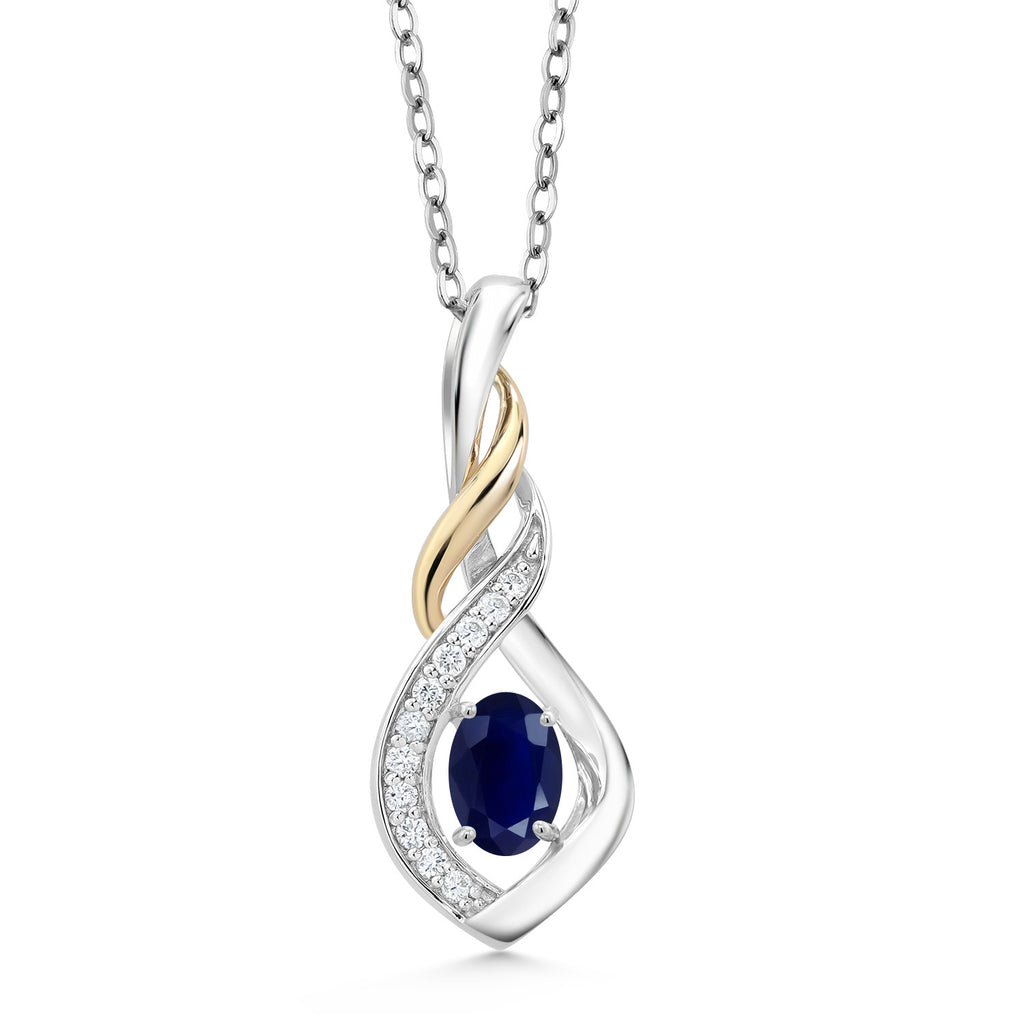 Sapphire - September_Pendant in 925 Sterling Silver and 10K Yellow Gold