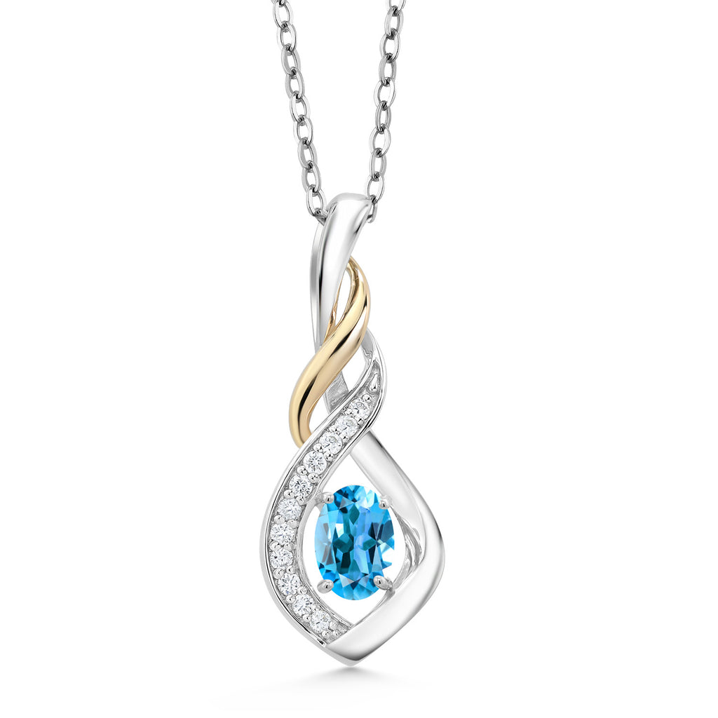Topaz - November_Pendant in 925 Sterling Silver and 10K Yellow Gold