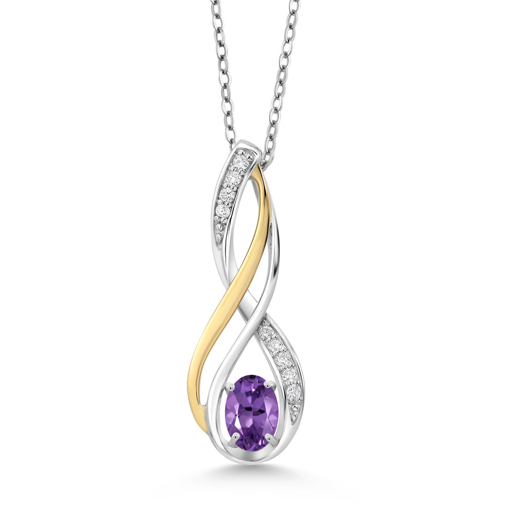 Amethyst - February_Pendant in 925 Sterling Silver and 10K Yellow Gold