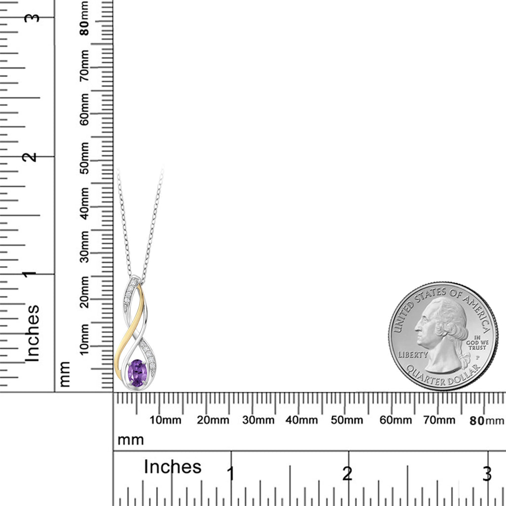 Amethyst - February_Pendant in 925 Sterling Silver and 10K Yellow Gold