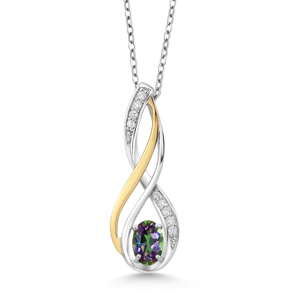 Green Mystic Topaz_Pendant in 925 Sterling Silver and 10K Yellow Gold